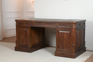 Pillar 160x80 Walnoot, klassiek Engels bureau, massief mahoniehout