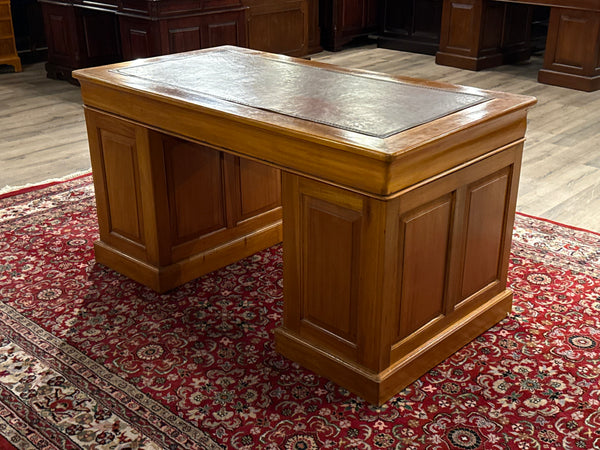Vintage bureau, klassiek Engels bureau, mahoniehout, rood leer, 628