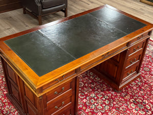 Bureau vintage, bureau anglais classique, acajou, cuir marron, 652