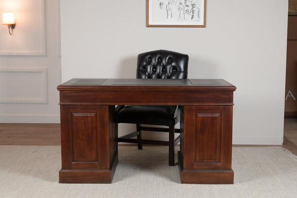 Regent 140x70 Mahonie, klassiek Engels bureau, massief mahoniehout