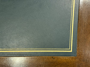 Vintage bureau, klassiek Engels bureau, eikenhout, groen leer, 600