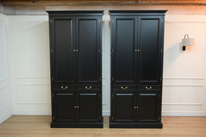 Vintage boekenkast, klassieke Engelse boekenkast, mahoniehout, zwart