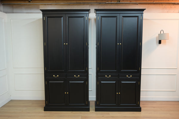 Vintage boekenkast, klassieke Engelse boekenkast, mahoniehout, zwart