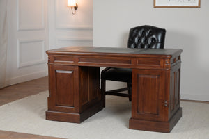 Säule 140x70 Mahagoni, klassischer englischer Schreibtisch, massives Mahagoni