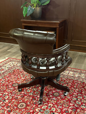 Vintage-Sessel, Chesterfield, Mahagoni, braunes Leder, 109