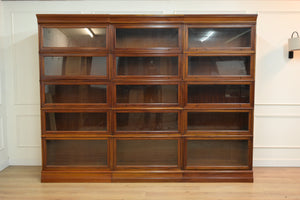 Vintage boekenkasten, 3x globe wernicke stapelkast, mahoniehout, glas