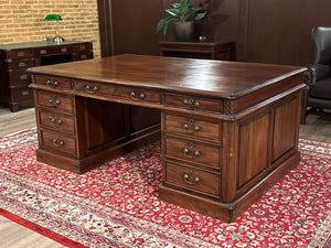 Vintage bureau, partnerdesk, klassiek Engels bureau, mahoniehout, 617