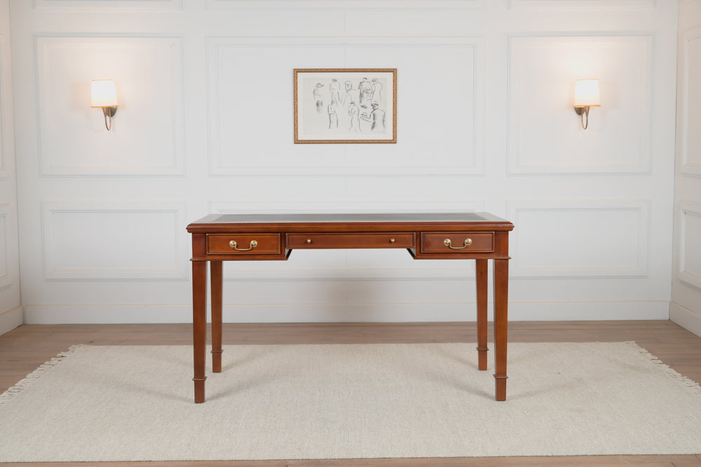 York 140x70 Cedar- klassieke Engelse schrijftafel - mahoniehout - groen leer