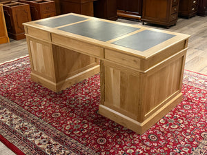 Bureau vintage, bureau anglais classique, chêne, cuir marron, 693