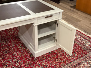 Bureau vintage, style anglais classique, chêne, cuir marron, 694