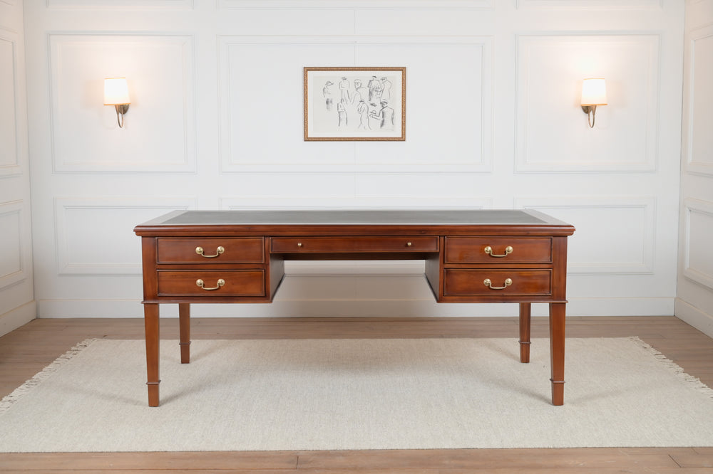 York Grande 185x95 Cedar - klassischer englischer Schreibtisch - Mahagoni - grünes Leder