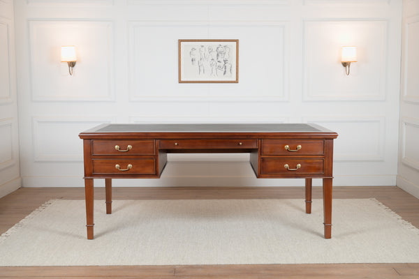 York Grande 185x95 Cedar- klassieke Engelse schrijftafel - mahoniehout -groen leer