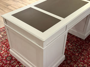 Bureau vintage, style anglais classique, chêne, cuir marron, 694