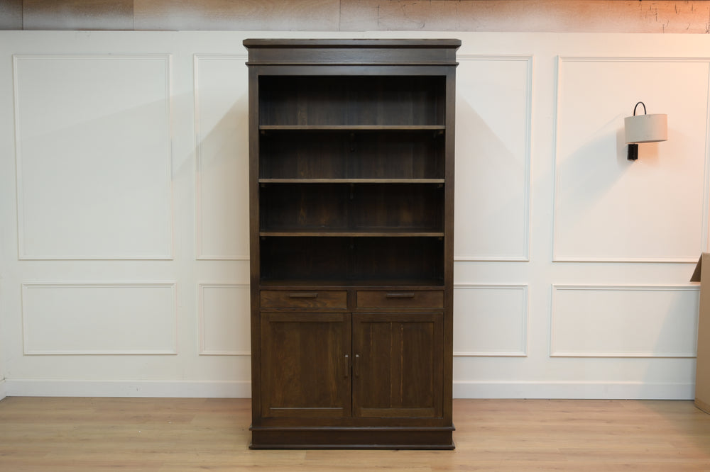 Vintage boekenkast, klassieke Engelse boekenkast, eikenhout