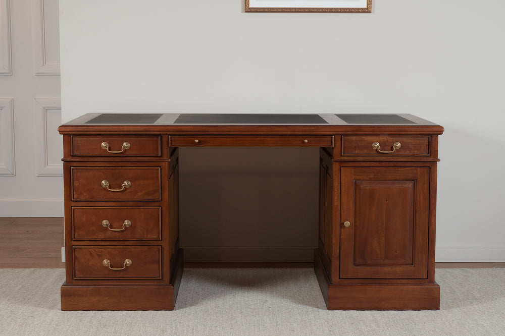 Regent 160x80 Amber, klassiek Engels bureau, massief mahoniehout