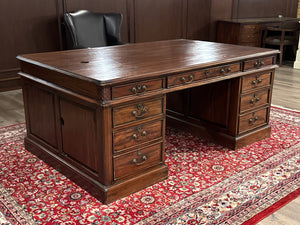 Vintage bureau, partnerdesk, klassiek Engels bureau, mahoniehout, 617