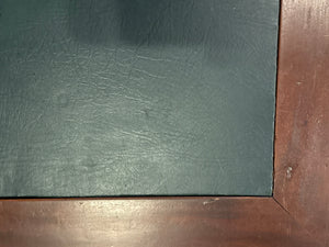 Vintage bureau, partnerdesk, klassiek Engels bureau, mahoniehout, groen leer, 632