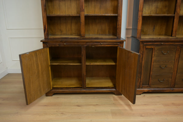 Bibliothèque vintage, bois de pin, 2 parties