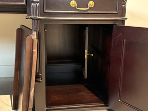 Vintage bureau, donker kers, klassiek Engels bureau, mahoniehout, zwart leer, 706