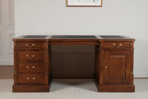 Pilier 180x90 Ambre, bureau anglais classique, acajou massif