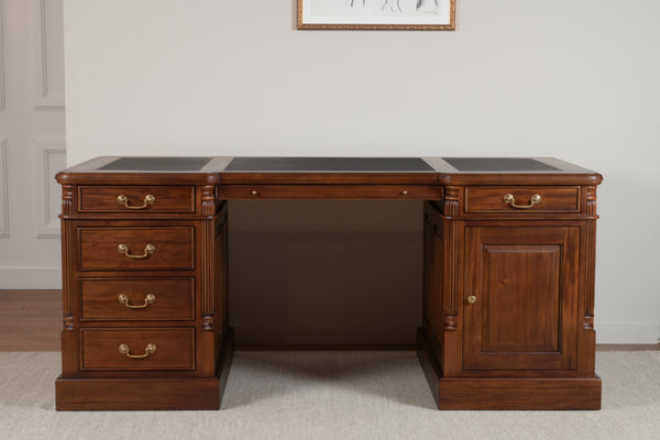 Pilier 180x90 Ambre, bureau anglais classique, acajou massif