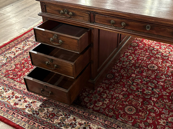 Vintage bureau, partnerdesk, klassiek Engels bureau, mahoniehout, 617