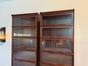Set van Globe Wernicke boekenkast, stapelbaar, mahoniehout