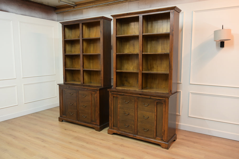 Vintage boekenkast, grenenhout, 2 delig