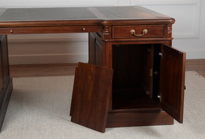 Pillar 180x120 Mahonie, partnerdesk, klassiek Engels bureau, massief mahoniehout