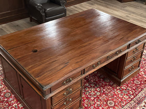 Vintage bureau, partnerdesk, klassiek Engels bureau, mahoniehout, 617