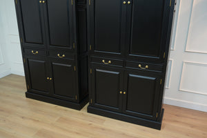 Vintage boekenkast, klassieke Engelse boekenkast, mahoniehout, zwart