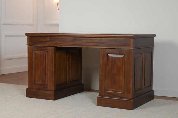 Regent 140x70 Walnoot, klassiek Engels bureau, massief mahoniehout