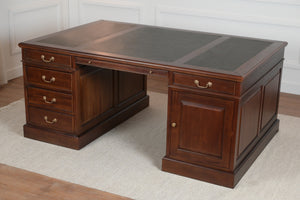 Regent 180x120 Mahonie, partnerdesk, klassiek Engels bureau, massief mahoniehout