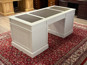 Bureau vintage, style anglais classique, chêne, cuir marron, 694