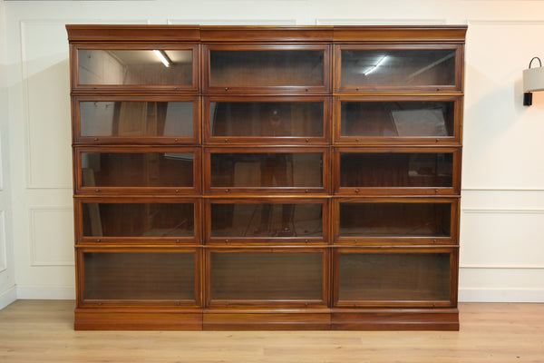 Vintage boekenkasten, 3x globe wernicke stapelkast, mahoniehout, glas