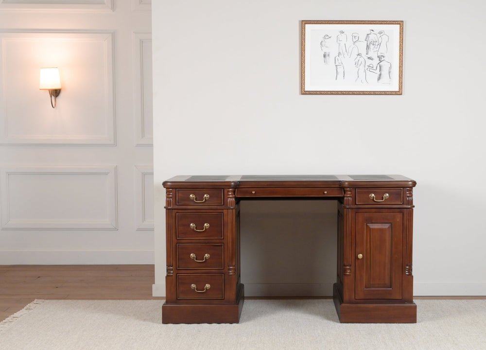 Pilier 140x70 Acajou, bureau anglais classique, acajou massif