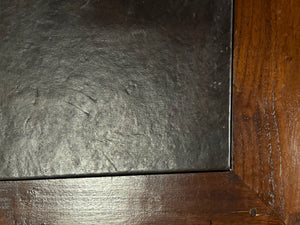 Vintage bureau, klassiek Engels bureau, teakhout, bruin leer, 660