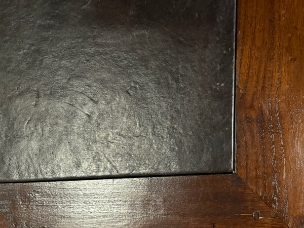 Vintage bureau, klassiek Engels bureau, teakhout, bruin leer, 660