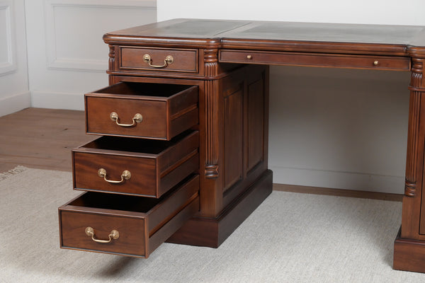 Pillar 160x80 Mahogany, classic English desk, solid mahogany