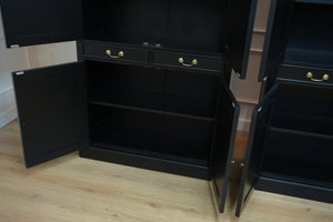 Vintage boekenkast, klassieke Engelse boekenkast, mahoniehout, zwart