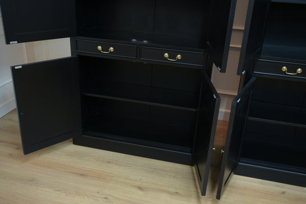 Vintage boekenkast, klassieke Engelse boekenkast, mahoniehout, zwart