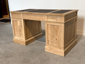 Vintage bureau, klassiek bureau, eikenhout, bruin leer, 708