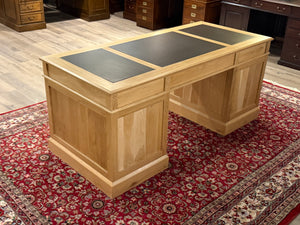 Bureau vintage, bureau anglais classique, chêne, cuir marron, 693