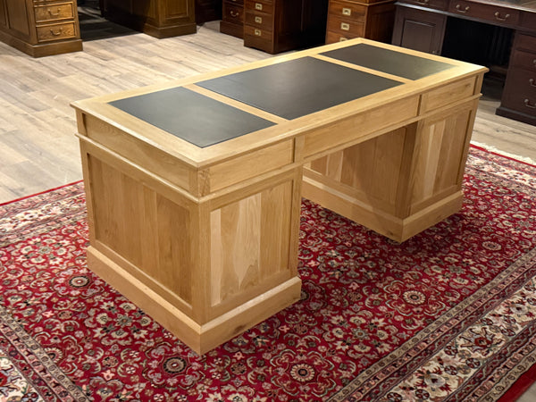 Bureau vintage, bureau anglais classique, chêne, cuir marron, 693