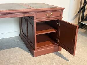 Vintage bureau, klassiek Engels bureau, mahoniehout, bruin leer, 709