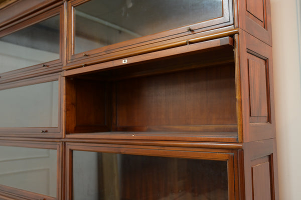 Vintage boekenkasten, 3x globe wernicke stapelkast, mahoniehout, glas