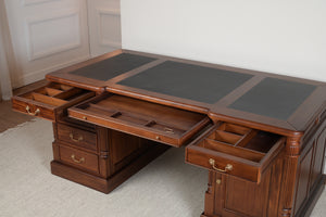 Pilier 180x90 Ambre, bureau anglais classique, acajou massif
