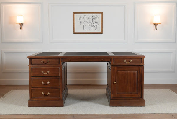 Regent 180x120 Amber, partner desk, classic English desk, solid mahogany