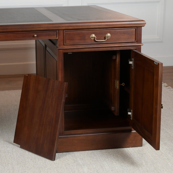 Regent 180x120 Mahonie, partnerdesk, klassiek Engels bureau, massief mahoniehout