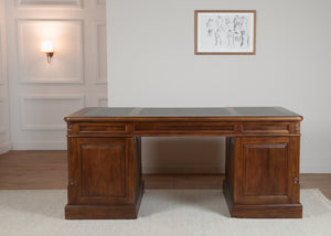 Pillar 180x90 Walnoot, klassiek Engels bureau, massief mahoniehout